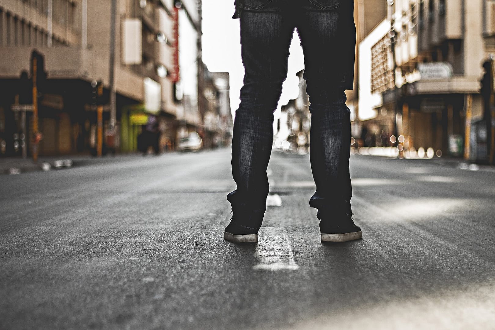 Feet in street